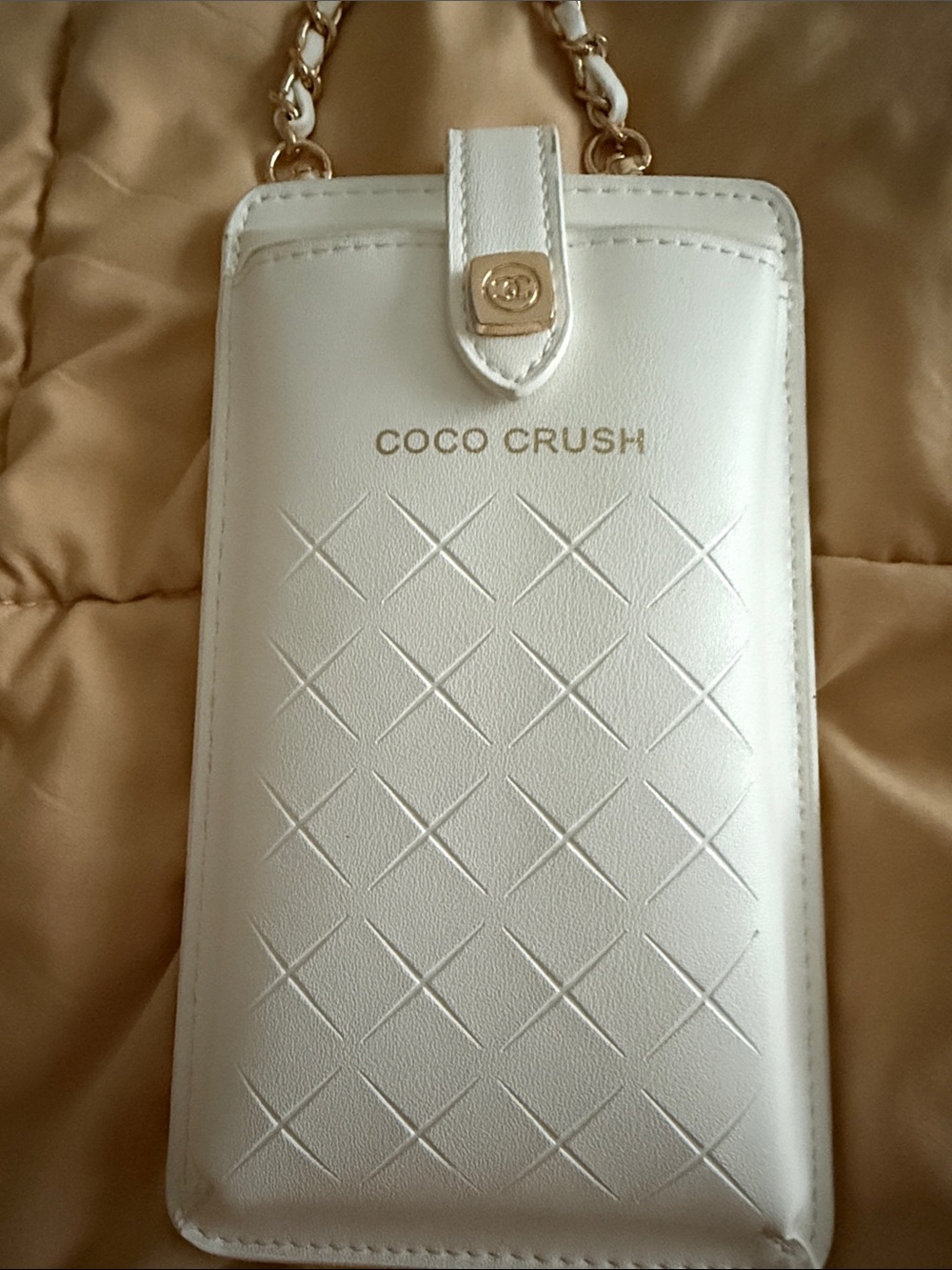CHANEL Coco Crush White Quilted Phone Crossbody